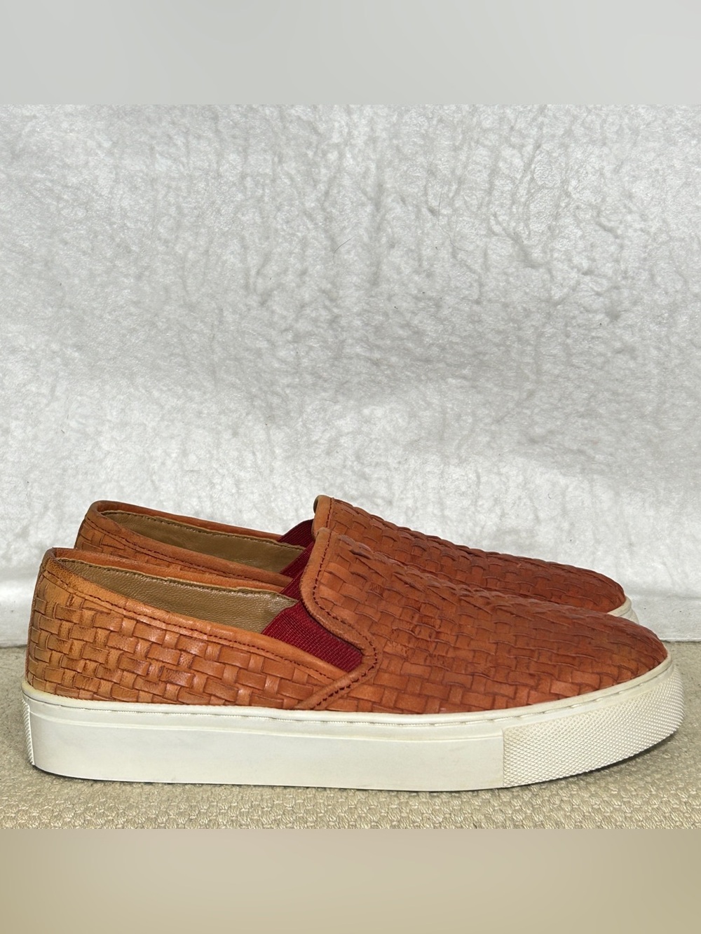 Coldwater Creek Womens Woven Canyon Leather Slip On Loafers Shoes SZ EU 37 US 7